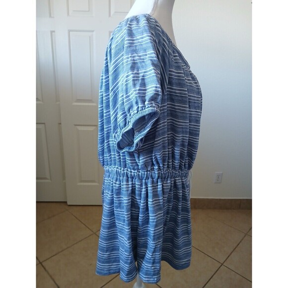 LANE BRYANT Off Shoulder Convertible Blouse Peplum‎ Top Striped Blue Plus 18/20 - Picture 3 of 14